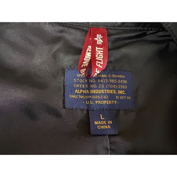 Alpha Industries Flight Jacket Black Nylon Lightweight sz L color black NWOT - Picture 12 of 12